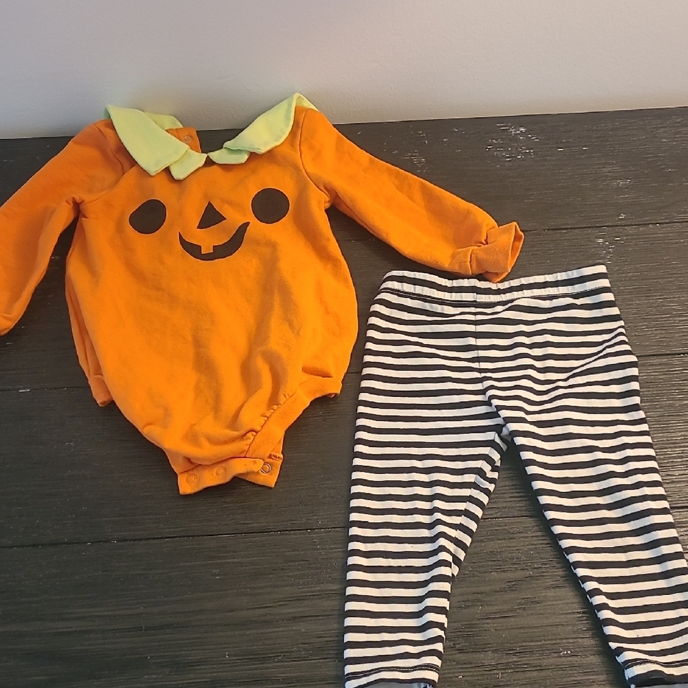 Cat & Jack Halloween Pumpkin Costume Orange Green